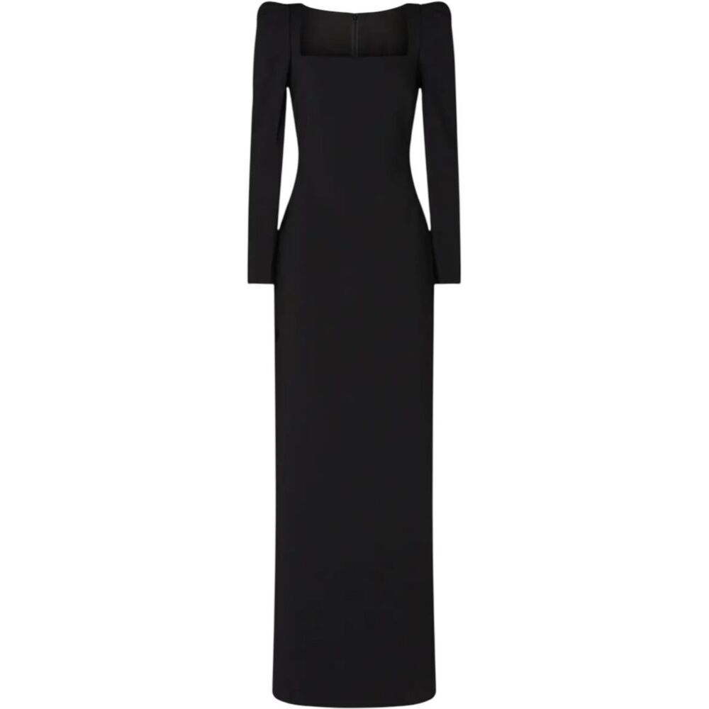 Badgley Mischka Black Puff Sleeves Gown Size 12‎ MSRP: $695
